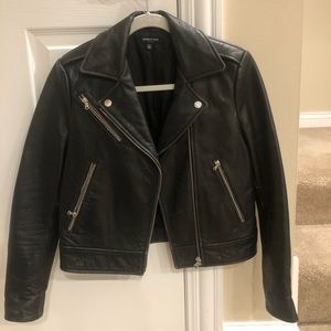 Kenneth Cole Black Genuine Leather Jacket Size 0